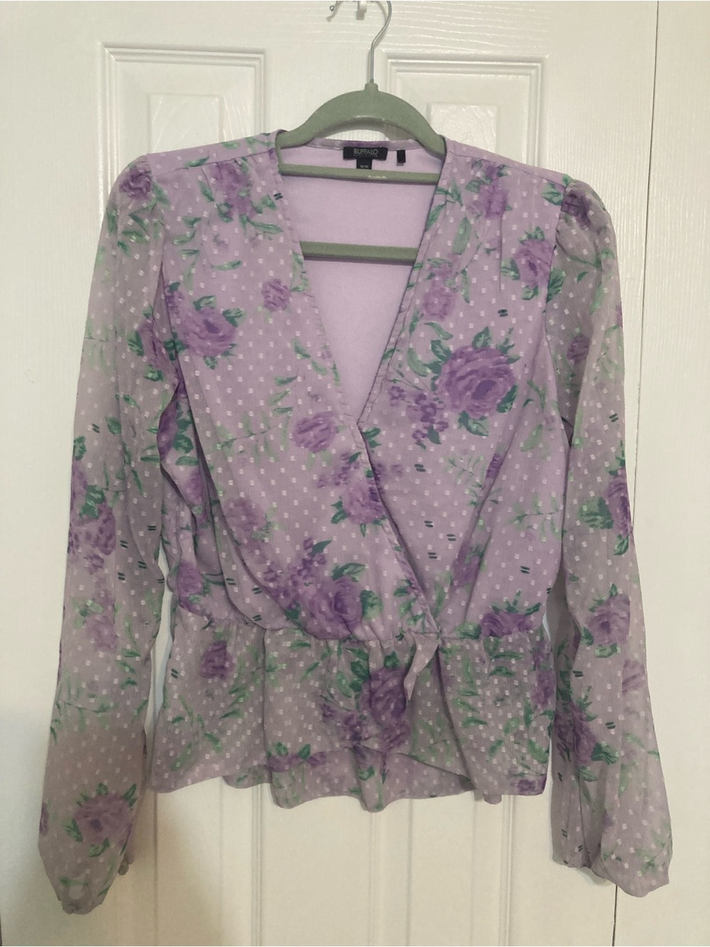 Buffalo David Bitton Lavender Floral Wrap Blouse